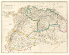 Colombia, Guianas & Suriname, Peru & Ecuador and Venezuela Map By John Arrowsmith