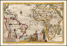 Atlantic Ocean, South America and Africa Map By Pieter van der Aa