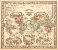 World Map By Samuel Augustus Mitchell Jr.