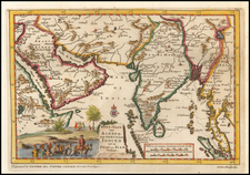 India, Southeast Asia and Middle East Map By Pieter van der Aa