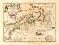 New England, Mid-Atlantic, Southeast and Canada Map By Vincenzo Maria Coronelli / Jean-Baptiste Nolin