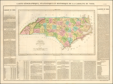 [North Carolina]. Carte Geographique, Statistique Et Historique De La Caroline Du Nord By Jean Alexandre Buchon