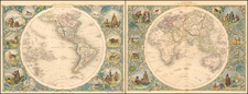 World, Eastern Hemisphere, Western Hemisphere, South America and America Map By John Tallis