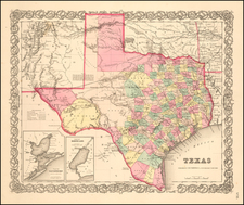 Texas Map By Joseph Hutchins Colton