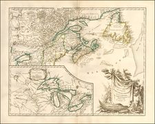 New England, Midwest, Michigan, Wisconsin, Eastern Canada and Western Canada Map By Didier Robert de Vaugondy