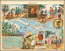 Caribbean, Cuba, Jamaica and Hispaniola Map By Joseph Porphyre Pinchon