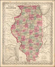 Midwest and Illinois Map By Joseph Hutchins Colton