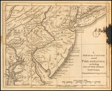 Mid-Atlantic, New Jersey and Pennsylvania Map By Gentleman's Magazine