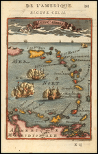 Caribbean and Puerto Rico Map By Alain Manesson Mallet
