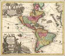 California as an Island and America Map By Matthaus Seutter