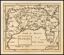 Florida, South, Southeast and Texas Map By Sir Jonas Moore