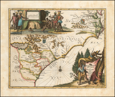 Southeast, Virginia, Georgia, North Carolina and South Carolina Map By John Ogilby