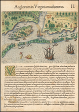 Southeast and North Carolina Map By Theodor De Bry