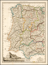 Spain and Portugal Map By Conrad Malte-Brun