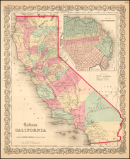 California and San Francisco & Bay Area Map By Joseph Hutchins Colton