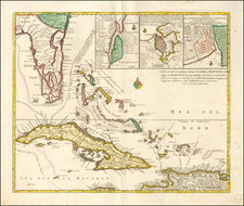 Florida, Cuba and Bahamas Map By Reiner & Joshua Ottens