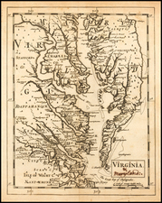 Maryland, Delaware, Southeast and Virginia Map By Sir Jonas Moore