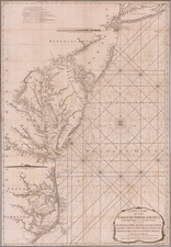 New York State, Mid-Atlantic, New Jersey, Maryland, Delaware, Southeast, Virginia and North Carolina Map By James Whittle  &  Robert Laurie