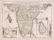 India and Sri Lanka Map By Vincenzo Maria Coronelli