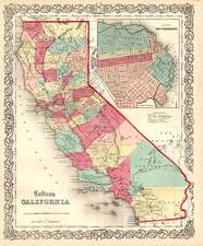 California Map By Joseph Hutchins Colton