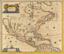 North America and California as an Island Map By Henricus Hondius / Jan Jansson