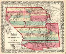 Southwest, Rocky Mountains and California Map By Joseph Hutchins Colton