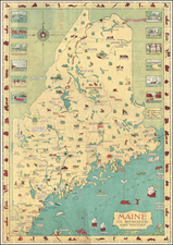 Maine and Pictorial Maps Map By Mellon C. Linscott