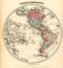 World, Western Hemisphere, South America and America Map By Joseph Hutchins Colton