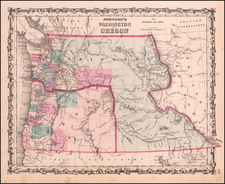 Idaho, Pacific Northwest, Oregon and Washington Map By Benjamin P Ward  &  Alvin Jewett Johnson