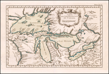 Midwest, Michigan, Wisconsin and Canada Map By Jacques Nicolas Bellin