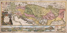 Hungary, Romania, Balkans, Croatia & Slovenia, Bosnia & Herzegovina, Serbia & Montenegro, Bulgaria and Germany Map By Alexis-Hubert Jaillot