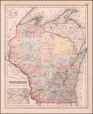 Midwest and Wisconsin Map By Joseph Hutchins Colton