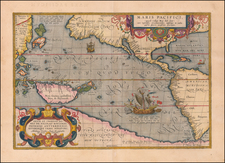 Western Hemisphere, Polar Maps, Japan, Pacific, Australia and America Map By Abraham Ortelius