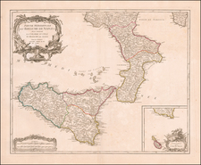 Southern Italy and Sicily Map By Didier Robert de Vaugondy