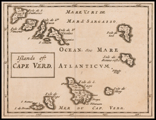 Atlantic Ocean and Portugal Map By Sir Jonas Moore