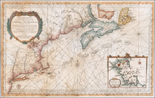 New England, Massachusetts and Canada Map By Jacques Nicolas Bellin