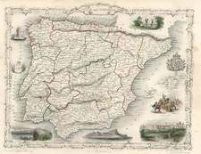 Europe, Spain and Portugal Map By John Tallis