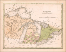 Midwest, Michigan, Wisconsin and Canada Map By Thomas Gamaliel Bradford