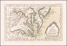 Mid-Atlantic, Maryland, Delaware, Southeast and Virginia Map By Jacques Nicolas Bellin