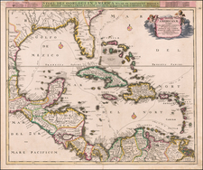 Florida, South, Southeast, Caribbean and Central America Map By Cornelis II Danckerts