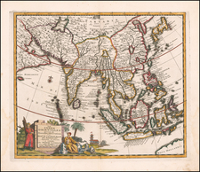 India, Southeast Asia, Philippines and Indonesia Map By Pieter van der Aa