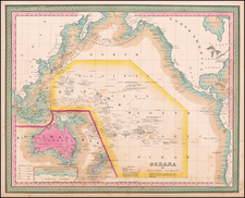 Hawaii, Australia, Oceania and Hawaii Map By Samuel Augustus Mitchell