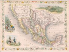 Texas, Southwest, Rocky Mountains, Mexico and California Map By John Tallis