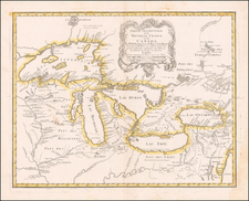 Midwest and Canada Map By Homann Heirs / Jacques Nicolas Bellin