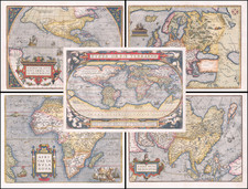 World, Europe, Asia, Africa and America Map By Abraham Ortelius