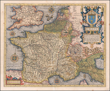 France Map By Abraham Ortelius / Johannes Baptista Vrients