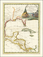 Florida, South, Southeast, Texas and Central America Map By Giovanni Maria Cassini