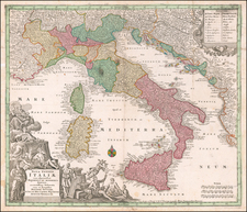 Italy Map By Matthaus Seutter