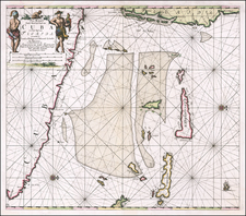 Pas Kaart Vande Noord Oost Kust van CUBA en d'Oost Kust van FLORIDA vervaatende de Canal van Bahama met de Bahaamse Eylende . . .   (South Florida and Cuba) By Johannes Van Keulen