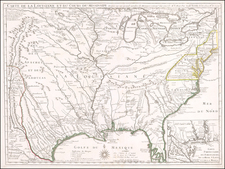 South, Southeast, Texas, Midwest, Plains and Southwest Map By Guillaume De L'Isle